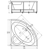 Акриловая ванна Акватек Поларис – 1 POL1-0000030 140x140 см, угловая, вклеенный каркас, с экраном, со сливом-переливом, четверть круга
