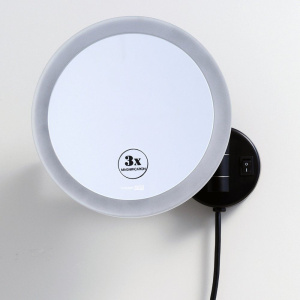 Косметическое зеркало Wasserkraft K-1004Black с подсветкой, двухстороннее, телескопическое, поворотное, черное матовое