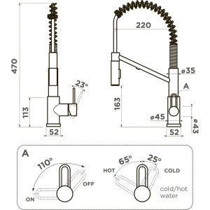 Смеситель для кухни Omoikiri Mikawa 2 Plus SB-GM вороненая сталь, с гибким изливом