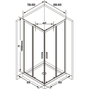 Душевой уголок Ravak Blix Slim BLSRV2K 90x80, профиль черный