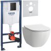 Комплект Унитаз подвесной Laufen Basal 8.66E1.0.000.000.1 безободковый, с микролифтом + Инсталляция Grohe Solido 38811KFO 3 в 1 с кнопкой смыва + Шумоизоляция