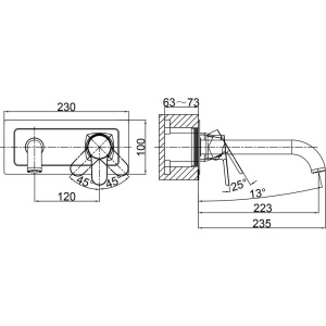 Смеситель для раковины D&K Rhein Marx DA1394401 С ВНУТРЕННЕЙ ЧАСТЬЮ