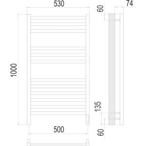 Полотенцесушитель электрический Terminus Ното П12 0 500х100