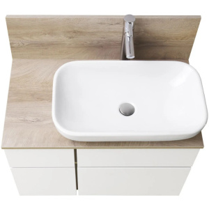 Тумба с раковиной Aquaton Мишель 80 1A2445K0MIX40 дуб эндгрейн, белая