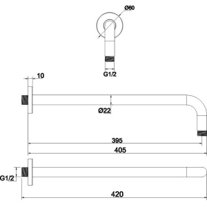 Кронштейн для верхнего душа WHITECROSS Y Y1310BL черный