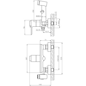 Гигиенический душ Rossinka RS50 RS50-52 c термостатическим смесителем