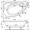Акриловая ванна Vagnerplast Hapi L 170x110 см, угловая, с каркасом, асимметричная