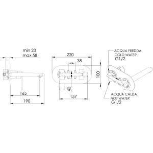 Смеситель для раковины Remer Vanity V15 С ВНУТРЕННЕЙ ЧАСТЬЮ