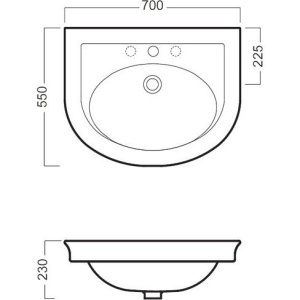Раковина Hatria Dolcevita Y0EX01 70 см, белая