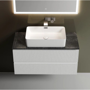 Тумба с раковиной Sancos Snob T 100 см, bianco, столешница черный мрамор, раковина CN5025