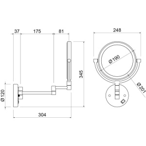 Купить Косметическое зеркало Timo Saona 13376/03 с подсветкой, двухстороннее, телескопическое, поворотное, черное в Москве с доставкой Косметическое зеркало Timo Saona 13376/03 с подсветкой, двухстороннее, телескопическое, поворотное, черное