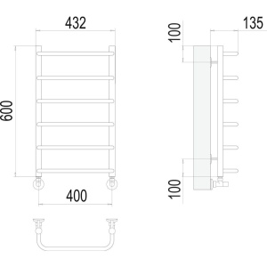 Купить Полотенцесушитель водяной Terminus Стандарт П6 400x600 в Москве с доставкой Полотенцесушитель водяной Terminus Стандарт П6 400x600