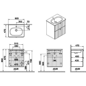 Тумба с раковиной VitrA Root Groove 60 69415 белая