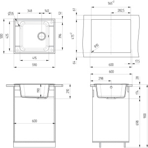 Мойка кухонная Ulgran U-604 -302 песочная