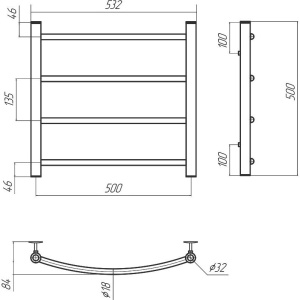 Полотенцесушитель водяной Terminus Классик П4 500х500