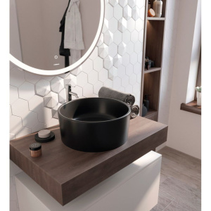 Мебель для ванной STWORKI Ольборг 80 столешница дуб карпентер, без отверстий, с тумбой 80