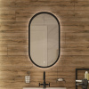 Зеркало DIWO Казань 45 черное, с подсветкой, овальное, в стиле лофт, сенсорное управление