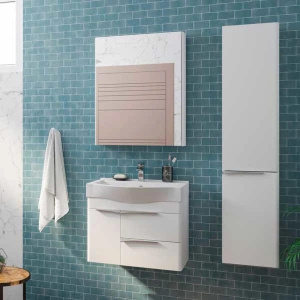 Купить Тумба с раковиной Aquaton Беверли 65 1A2353K0BV010 белый глянец в Москве с доставкой Тумба с раковиной Aquaton Беверли 65 1A2353K0BV010 белый глянец