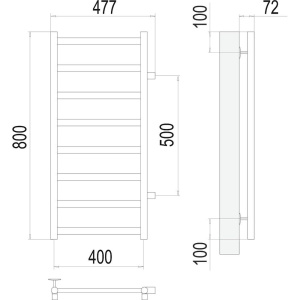 Полотенцесушитель водяной Terminus Аврора П8 400x800 с боковым подключением 500