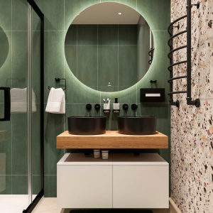 Столешница STWORKI Ольборг 100 дуб французский, без отверстий,  2 тумбы 50 + 2 раковины