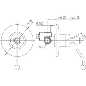 Смеситель для душа Paini Duomo 88F3690 С ВНУТРЕННЕЙ ЧАСТЬЮ, бронза