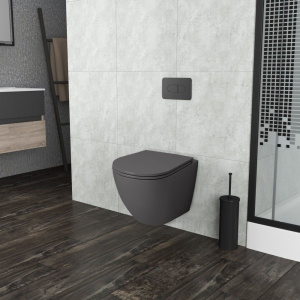 Купить Унитаз подвесной Grossman GR-4455GMS безободковый, серый матовый в Москве с доставкой Унитаз подвесной Grossman GR-4455GMS безободковый, серый матовый