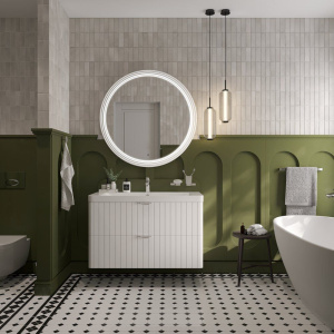 Купить Тумба с раковиной STWORKI Ларвик 105, белая матовая в Москве с доставкой Тумба с раковиной STWORKI Ларвик 105, белая матовая