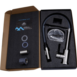 Смеситель для кухни Fashun A54511-12 с гибким изливом, сатин, серый