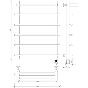 Полотенцесушитель электрический Secado Турин 1 СП 80x60, черный, R
