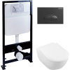Комплект Унитаз подвесной Villeroy & Boch Subway 2.0 5614R201 alpin + Инсталляция EWRIKA ProLT 0026-2020 + Кнопка 0054 черная матовая