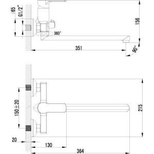 Универсальный смеситель Lemark plus Grace LM1551C