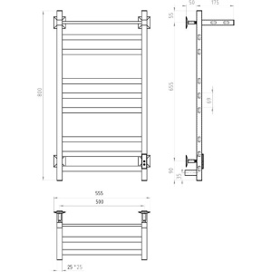 Полотенцесушитель электрический Тругор Пэк сп 21 П 80x50 с выключателем, черный