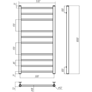 Полотенцесушитель водяной Terminus Аврора П10 500х1000