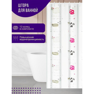 Штора для ванной Haiba HB75062 кошки
