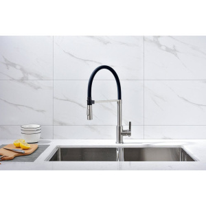 Купить Смеситель для кухни Paulmark Halt Ha214021-Ni, никель, с гибким изливом в Москве с доставкой Смеситель для кухни Paulmark Halt Ha214021-Ni, никель, с гибким изливом