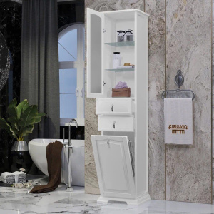 Шкаф-пенал Opadiris Риспекто 40 L, с бельевой корзиной, белый