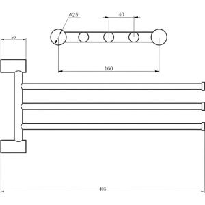 Полотенцедержатель Haiba HB84-7 тройной, черный
