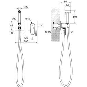 Гигиенический душ со смесителем Aquatek Оберон AQ1220MB черный