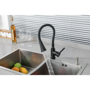 Смеситель для кухни Frap H44 F4044-6 с гибким изливом, черный
