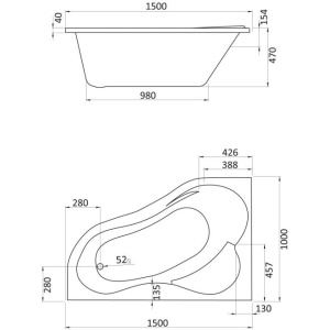 Акриловая ванна Santek Ибица 150х100 1.WH11.2.034 левая