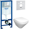 Комплект Унитаз подвесной Jacob Delafon Modern Life + Крышка E77168-0 с микролифтом + Инсталляция Grohe Rapid SL 38772001 3 в 1 с кнопкой смыва + Шумоизоляция
