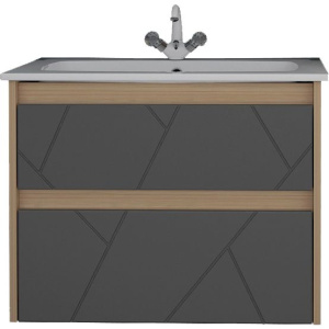 Тумба с раковиной ASB-Mebel Диана 60 серая, дуб янтарный