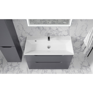 Купить Тумба с раковиной Raval Wector 90, подвесная, антрацит в Москве с доставкой Тумба с раковиной Raval Wector 90, подвесная, антрацит