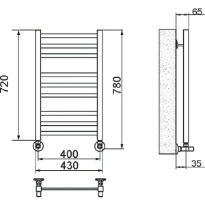 Полотенцесушитель водяной Ника Modern ЛМ 5 80/40, белый матовый