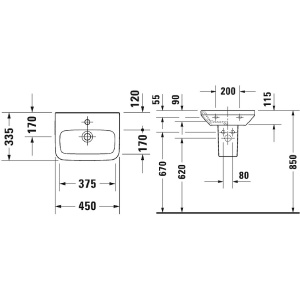 Раковина подвесная Duravit Durastyle 45 0708450000 белая