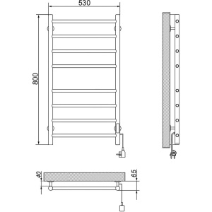 Полотенцесушитель электрический Ника Way 2, 80/50, матовый черный RAL9005