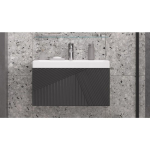 Тумба с раковиной Velvex Edge 70.1Y подвесная, графит