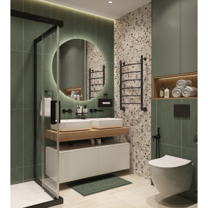 Столешница STWORKI Ольборг 120 дуб французский, без отверстий, 2 тумбы 60 + 2 раковины STWORKI Soul 1 белой