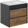 Тумба с раковиной STWORKI Гриндстед 60, дуб таксония, антрацит матовый