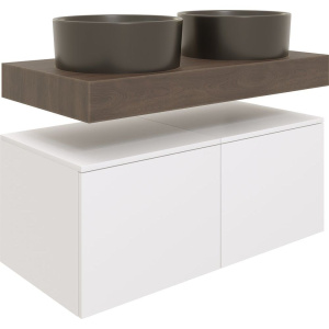 Столешница STWORKI Ольборг 100 дуб карпентер, без отверстий,  2 тумбы 50 + 2 раковины